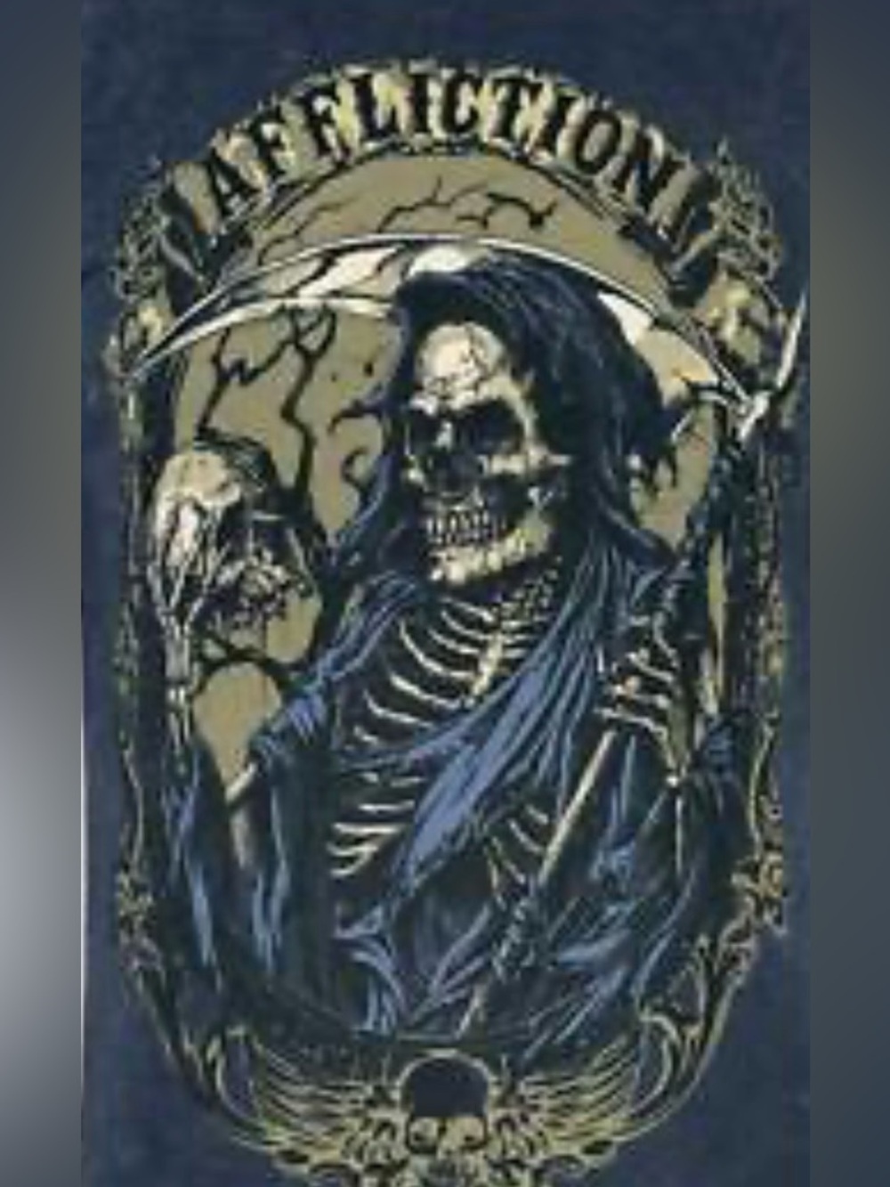 NEW Affliction Men's T-shirt Heir Of Souls
Skull Tattoo Size S Black Grim Reaper